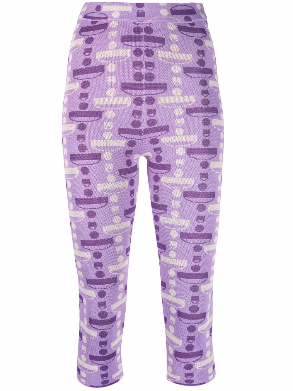 Knee-length knitted cycling shorts - Purple