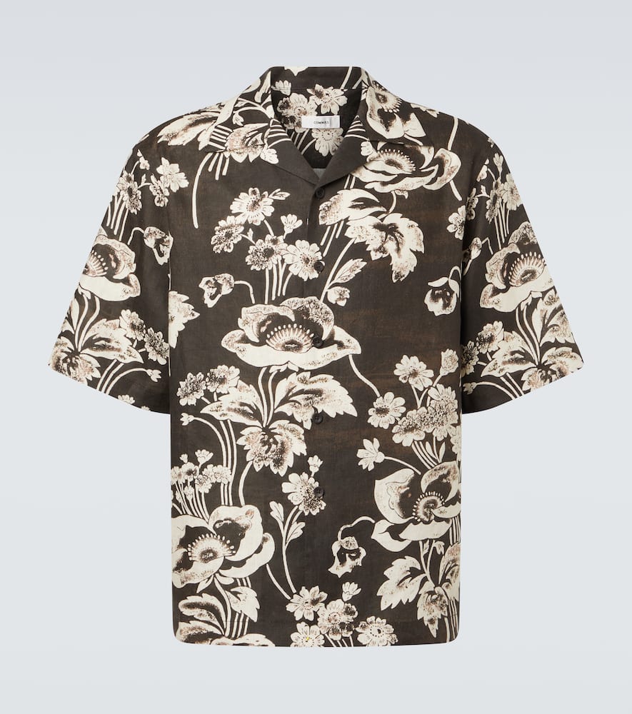 Floral linen bowling shirt