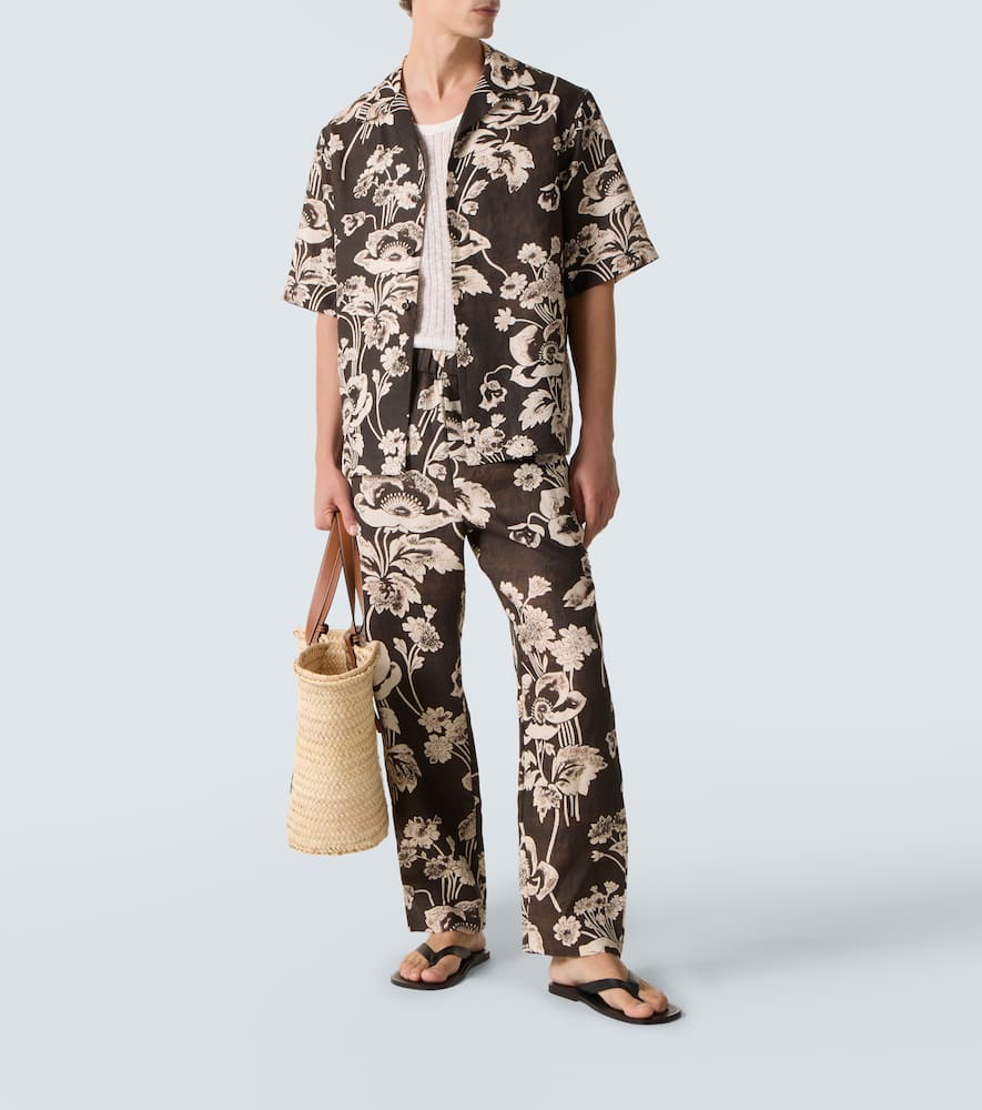 Floral linen bowling shirt