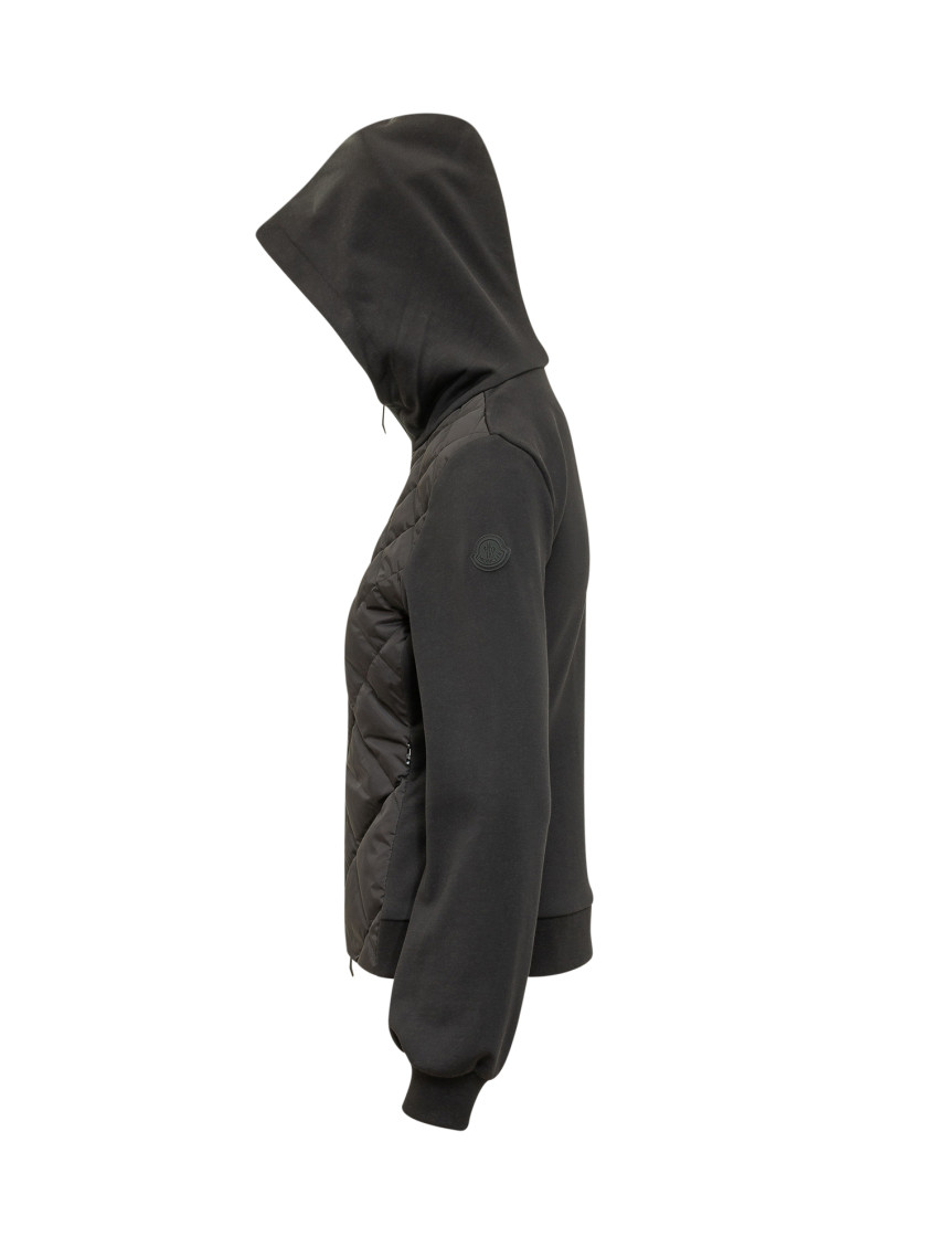 Black Quilted Hood Sweatshirt