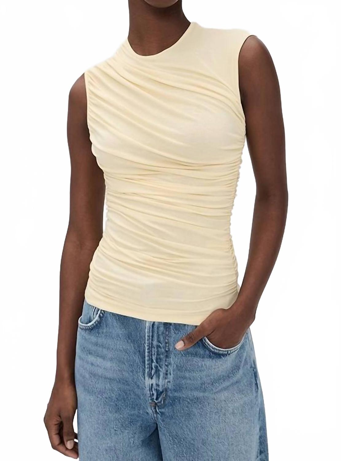 Ester Twist Tank Top In Lemon Drop