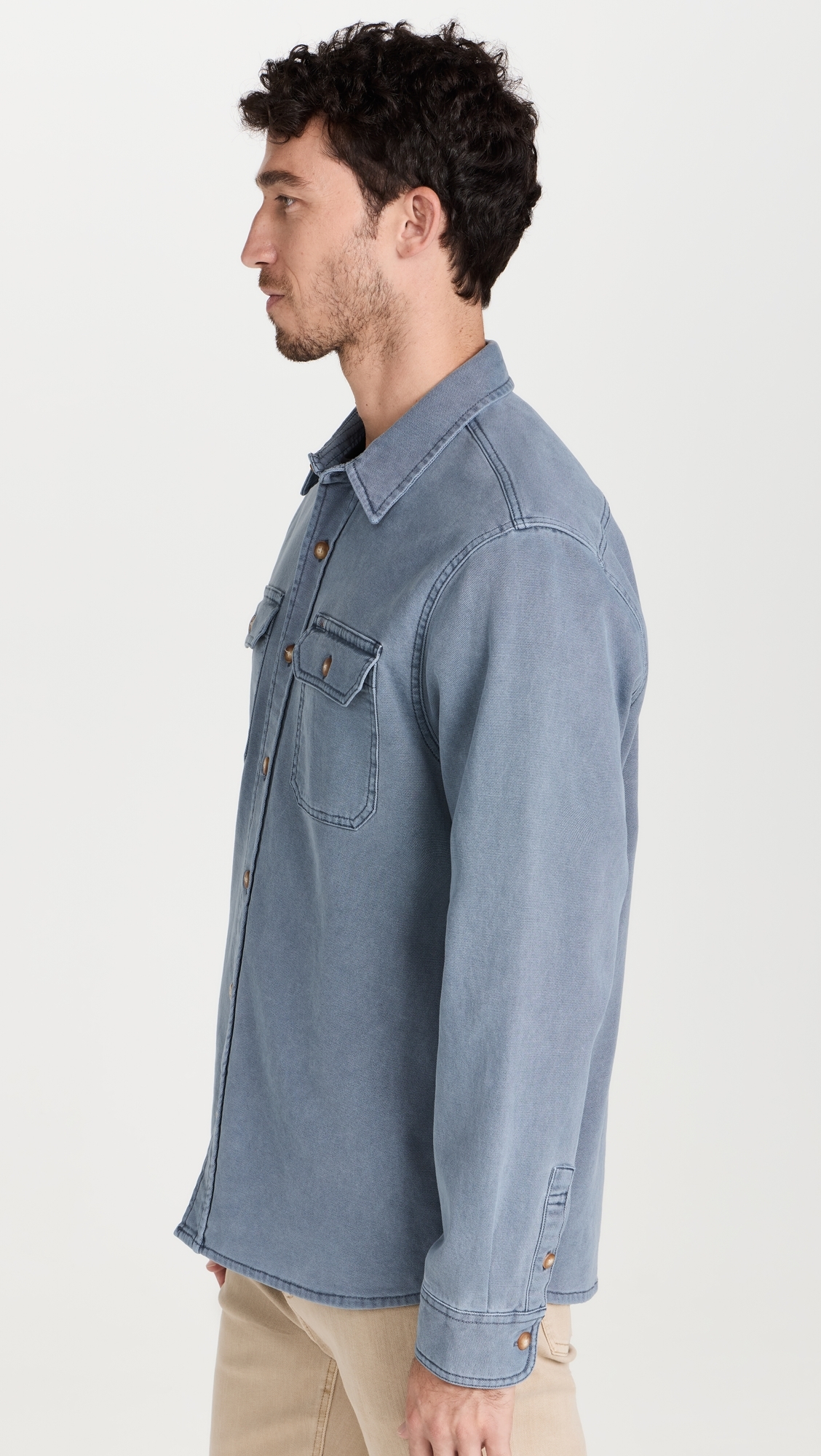 Faherty 남성 Sunwashed Shirt Jacket Petrol Blue 
