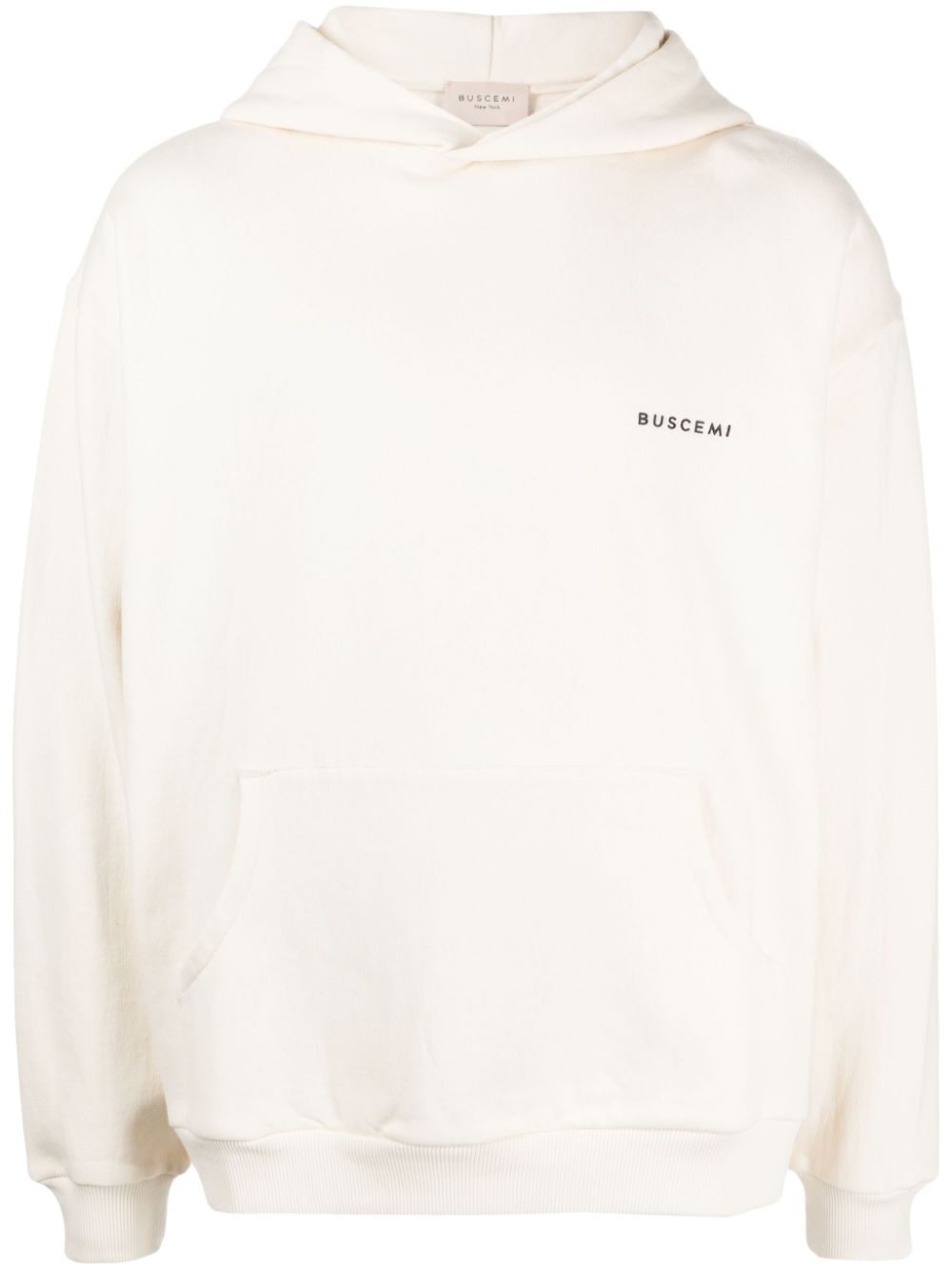 Logo-plaque cotton hoodie - White