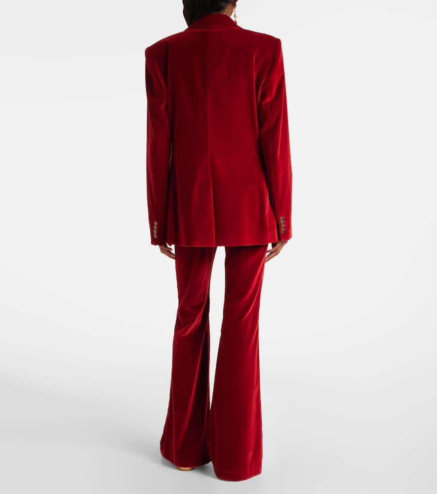 Double-breasted cotton velvet blazer
