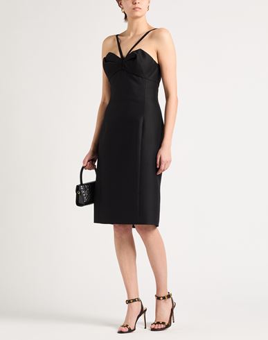 Woman Midi dress Black Size 6 Wool, Silk