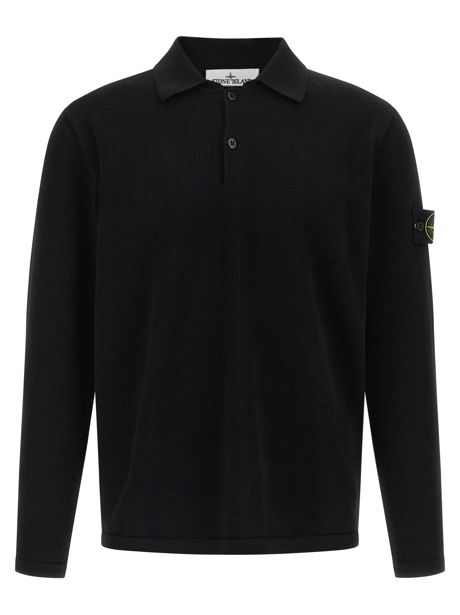 Cotton Knit Polo Shirt — Black
