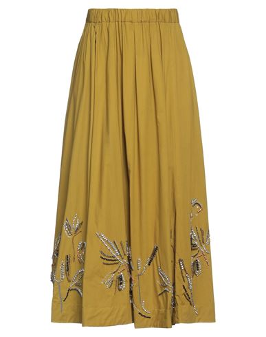 Forte_forte Woman Midi skirt Military green Size 1 Cotton, Brass, Glass, Resin, Acrylic