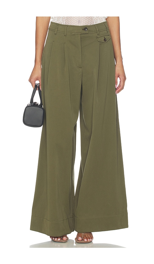 Ulla Johnson Motherwell Wide Leg Trouser Pants in Army. - 2 also , 4, 6, 8