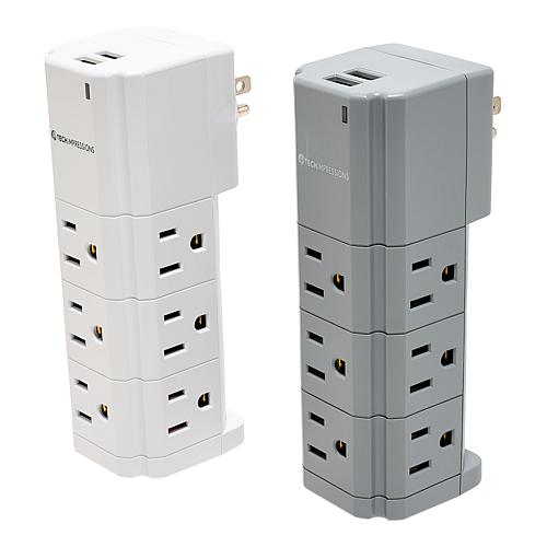 2-Pack Swivel Power Strips for Up to 11 Devices