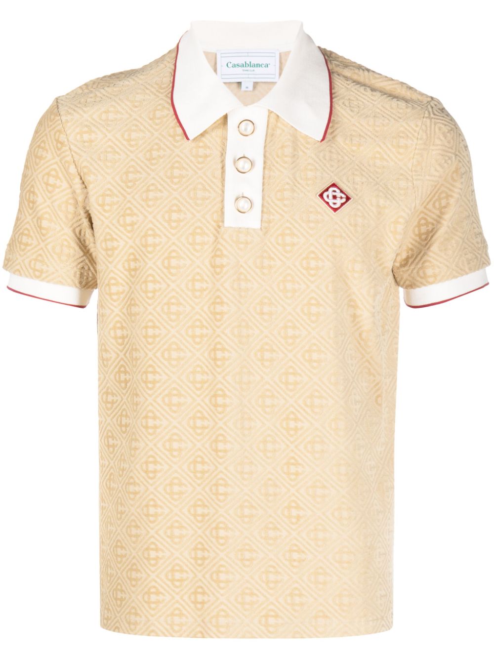 Monogram-jacquard polo top - Neutrals