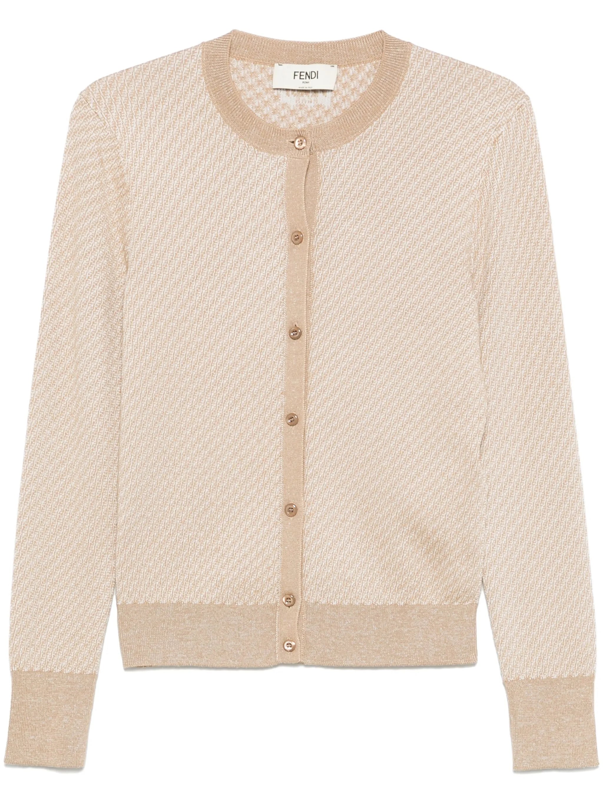 Elegant Jacquard Knit Neck Sweater - Size 40