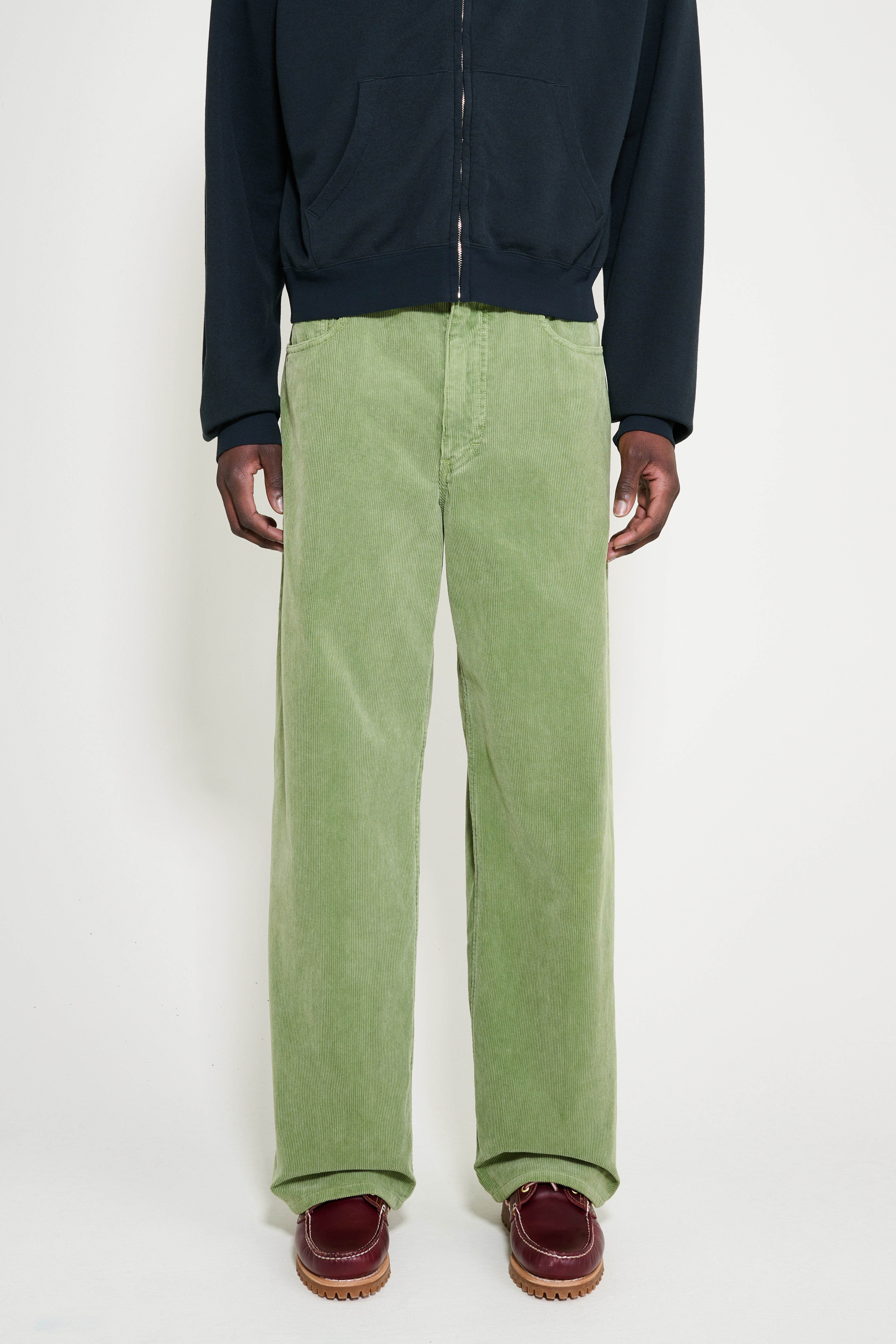 Auralee Garment Dyed Finx Corduroy 5P Wide Pants Dusty Green