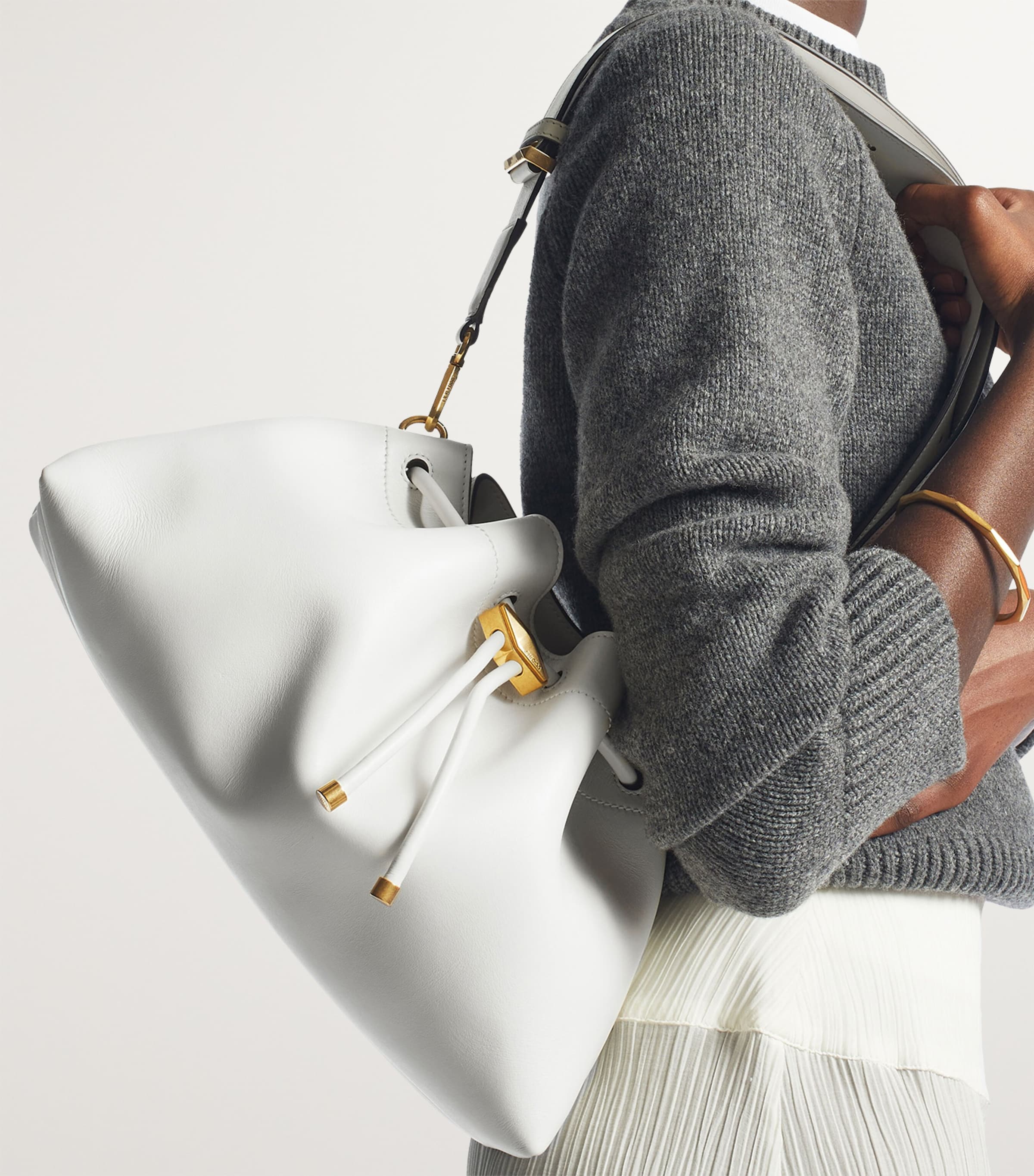 Medium Leather Cinch Shoulder Bag