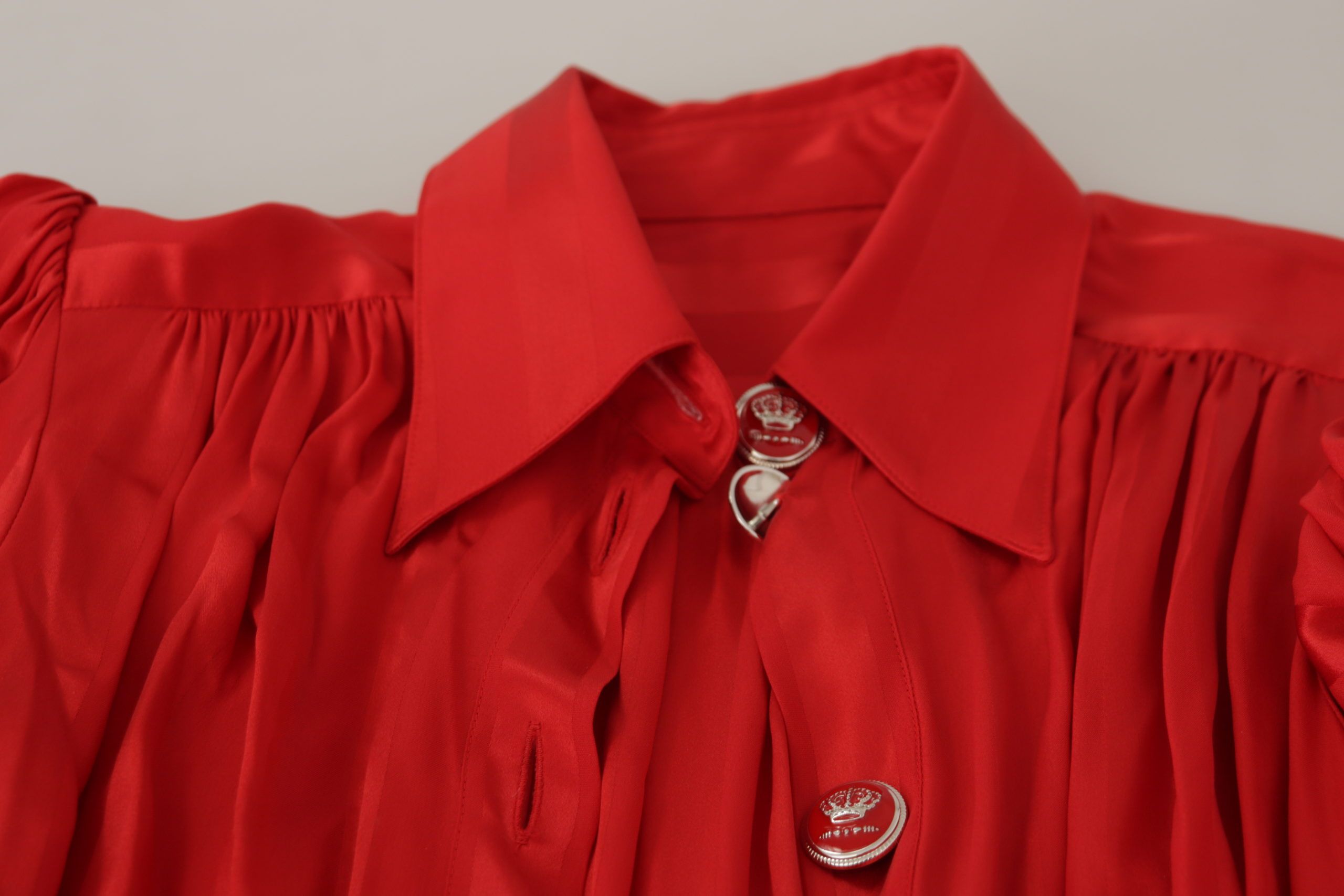 Button-Down Silk Dress — Red