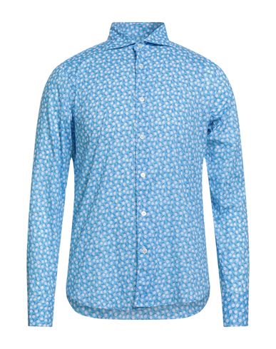 Man Shirt Azure Size 15 Cotton, Elastane