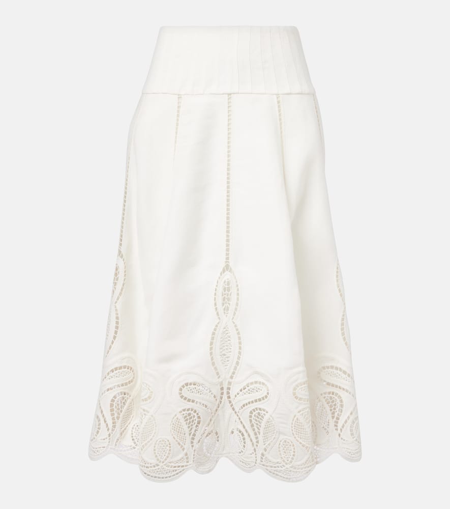 Kaius lace-trimmed line-blend midi skirt
