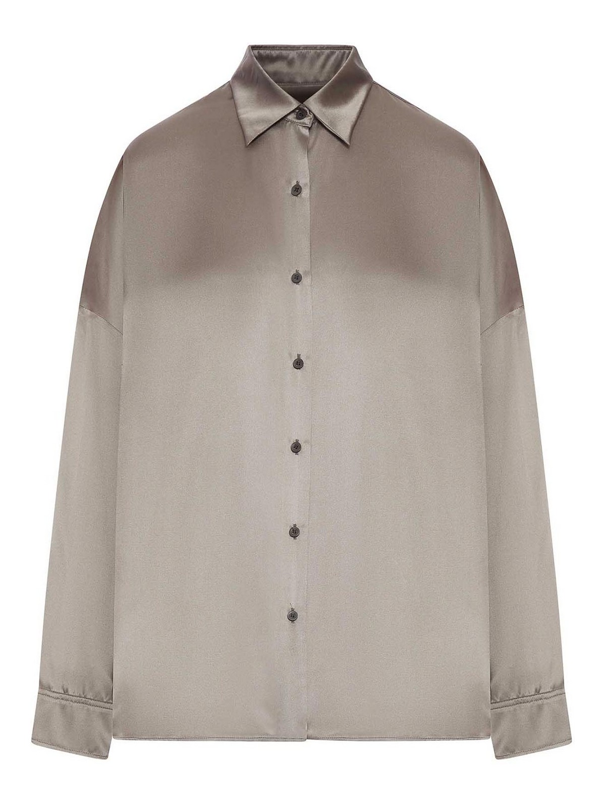 Satin-Effect Silk Shirt