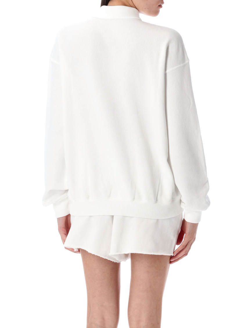 White Knit Collar Sweatshirt