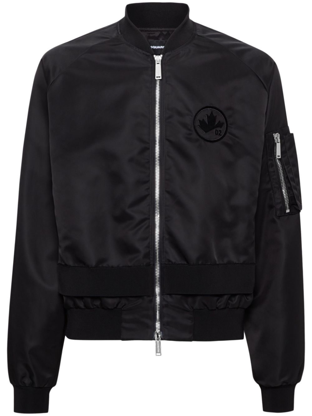 Logo-appliqué bomber jacket - Black