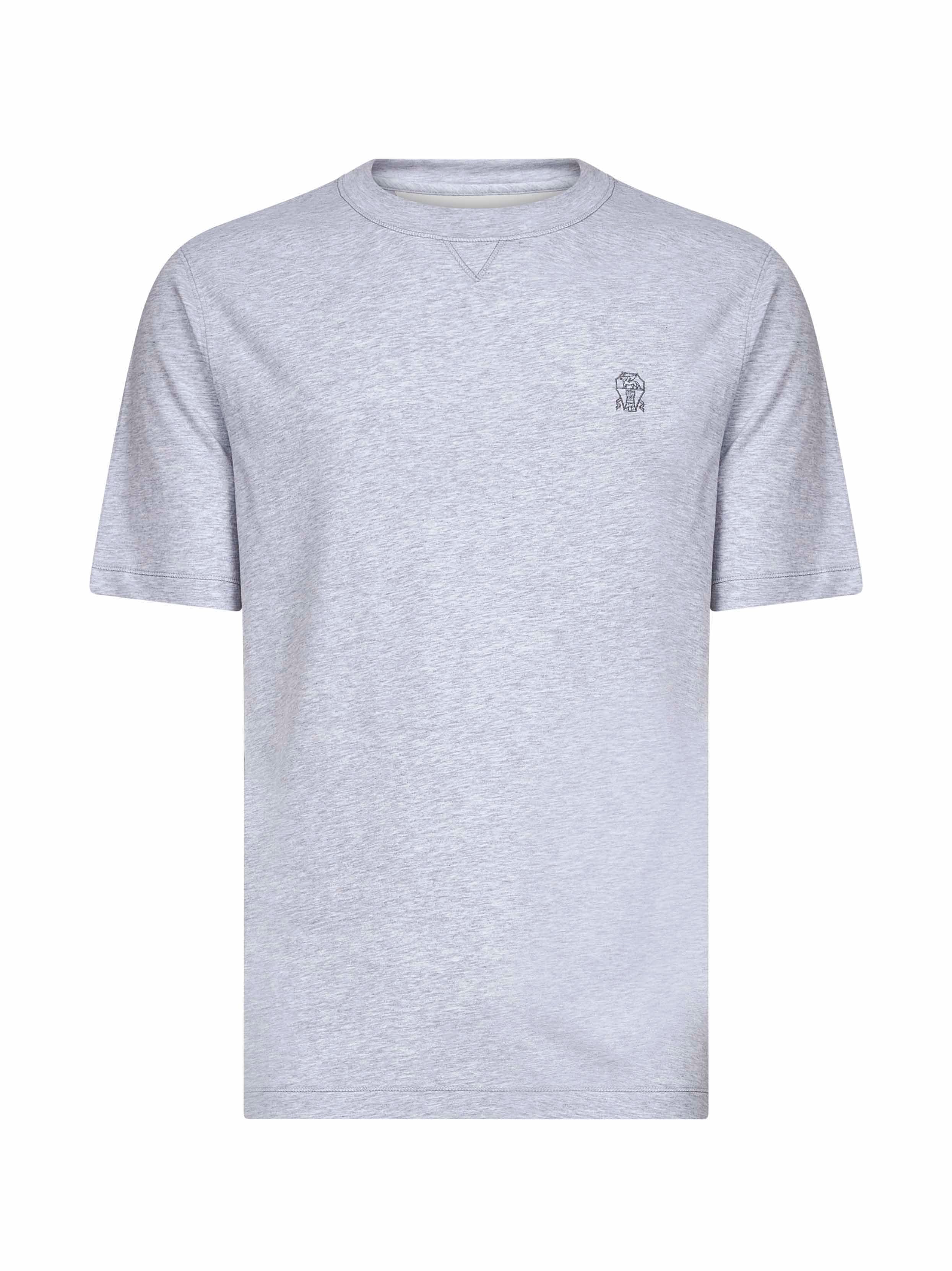 Solomeo Crest Embroidered T-Shirt — Gray