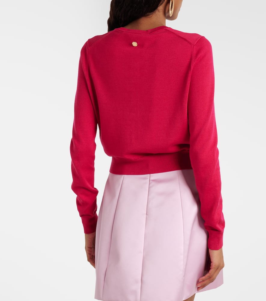 Cropped silk and cotton cardigan