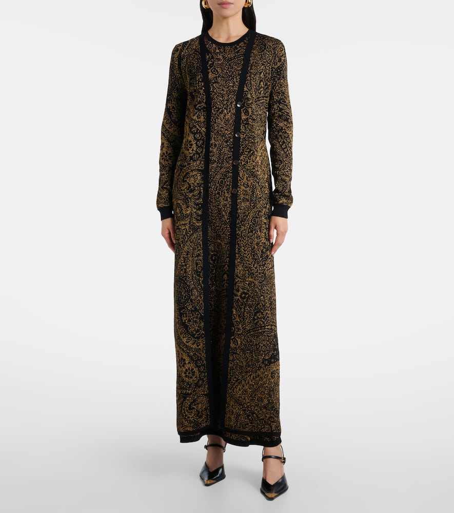 Paisley wool-blend lamé cardigan