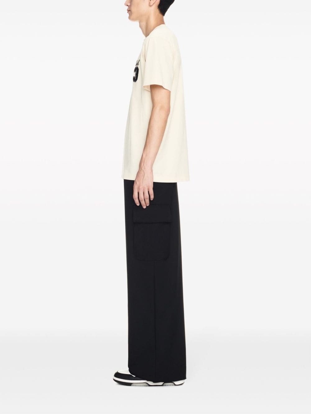 Logo-embroidered cotton T-shirt - Neutrals