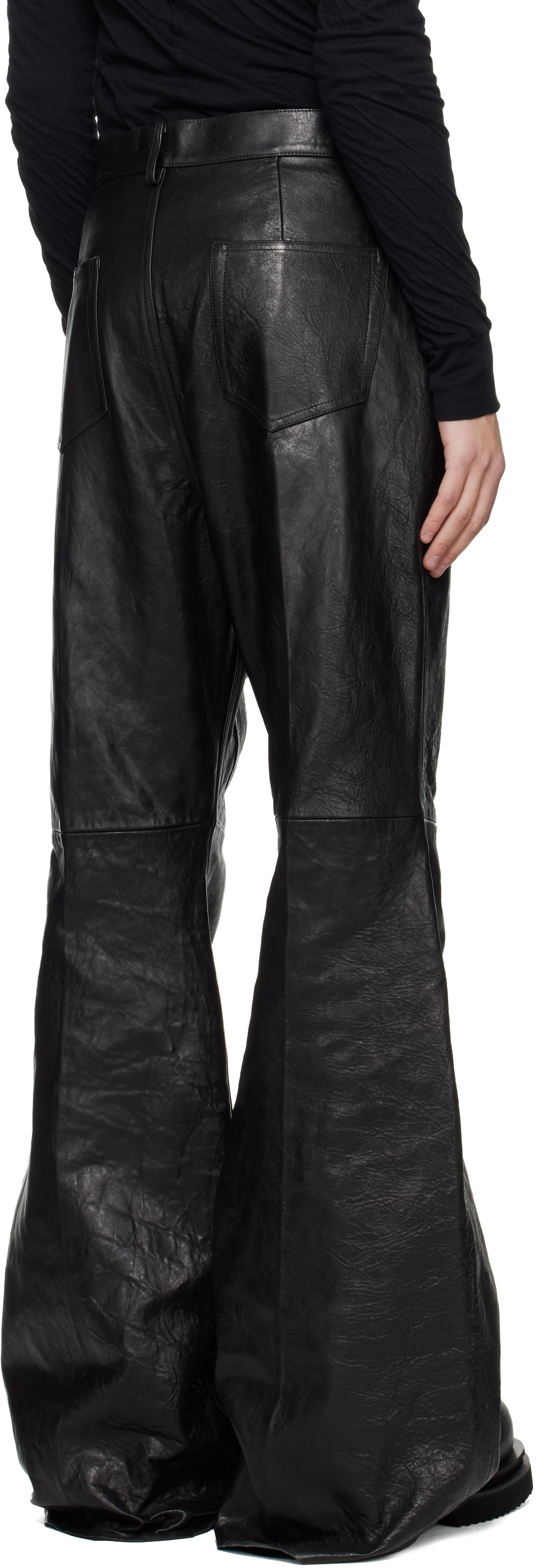 Black Temple Bolan Bootcut Leather Pants