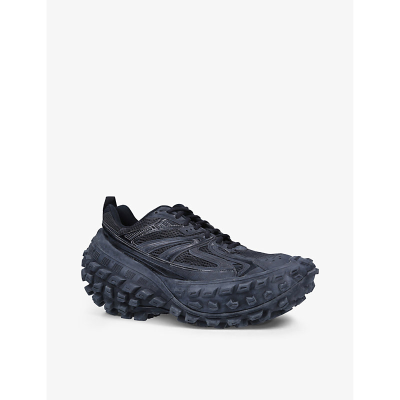 Womens Black Men's Bouncer Tire-sole Mesh and Shell Low-top Leather Trainers