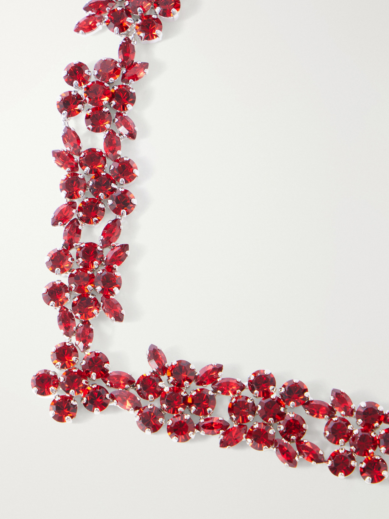 Silver-tone Crystal Necklace - Crimson
