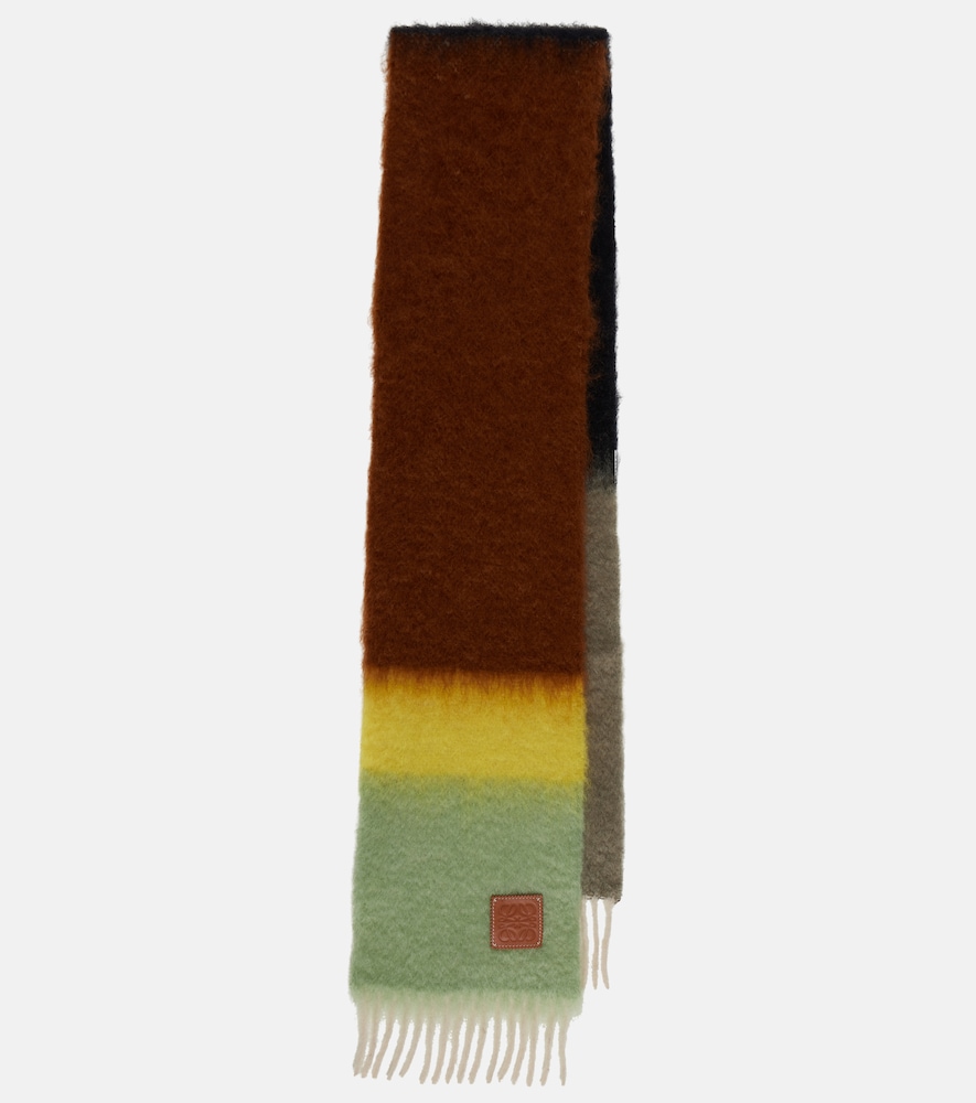 Striped mohair and wool scarf