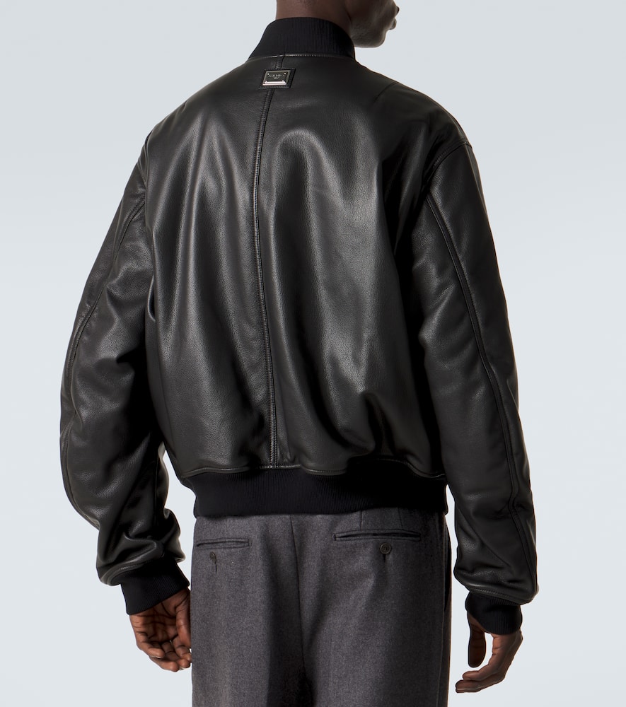Leather bomber jacket