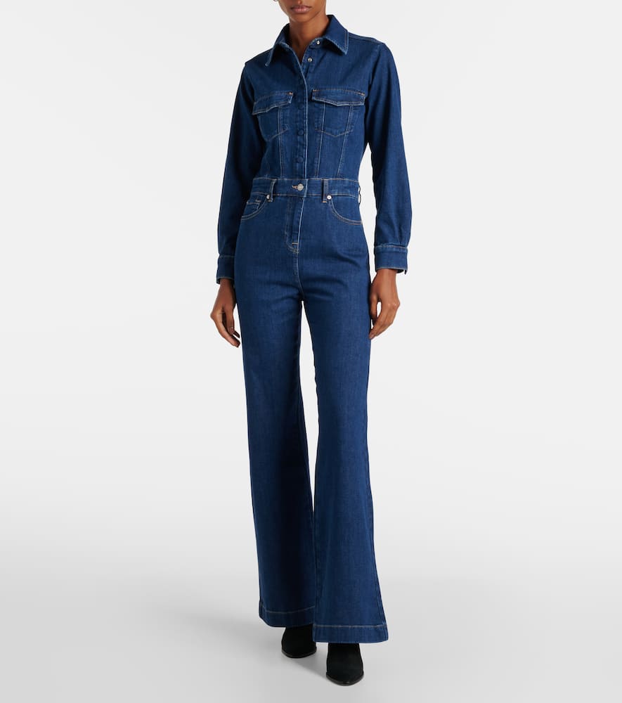 Flared denim jumpsuit