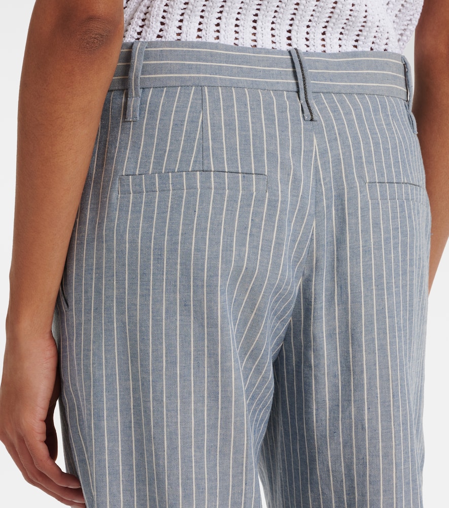 Linen and cotton-blend wide-leg pants