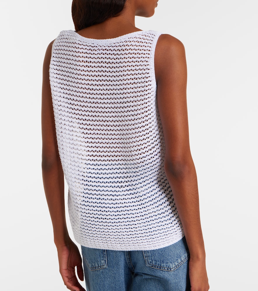 Crochet cotton-blend top