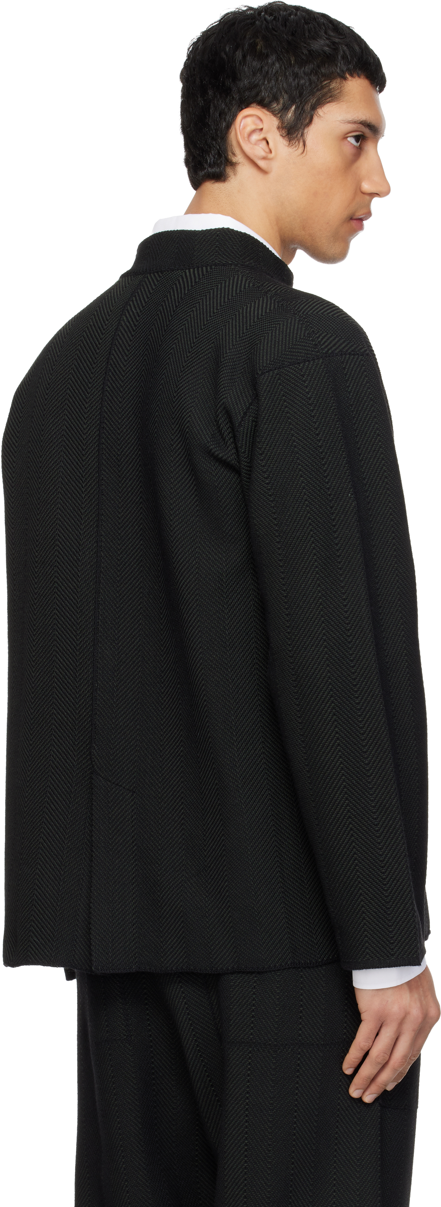 Black Inlaid Knit Jacket