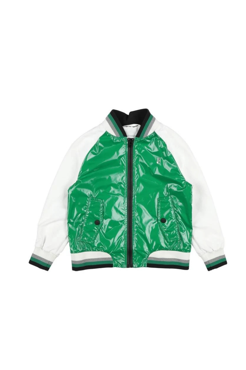 Color-Blocked Nylon Jacket — Green