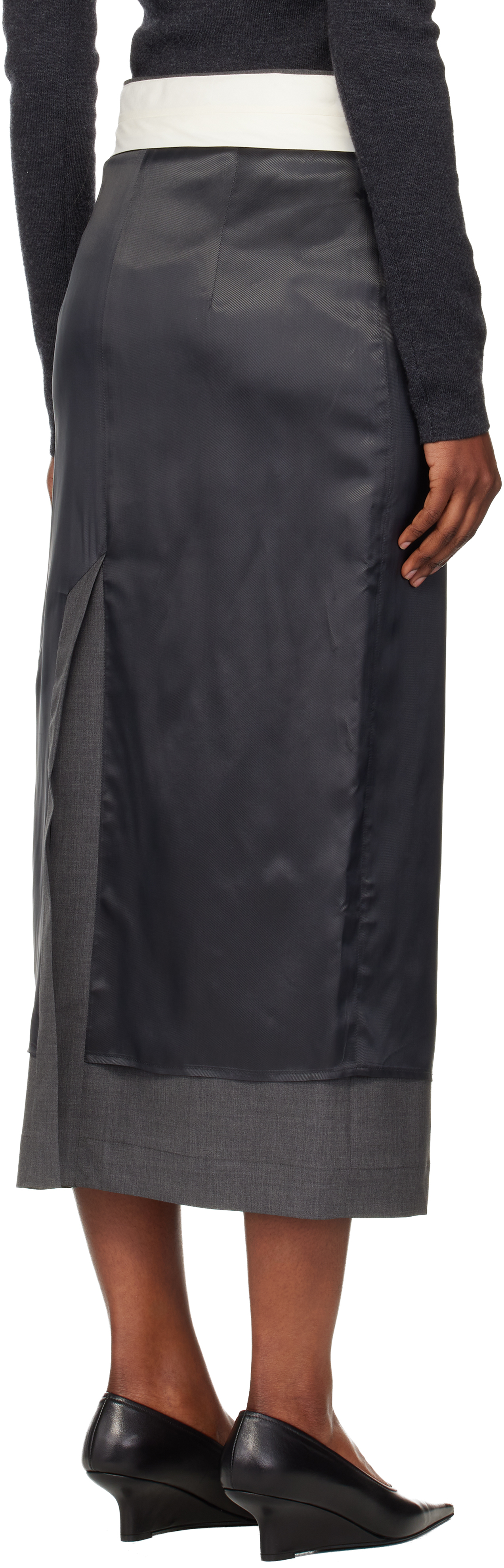 Gray Inside-Out Midi Skirt