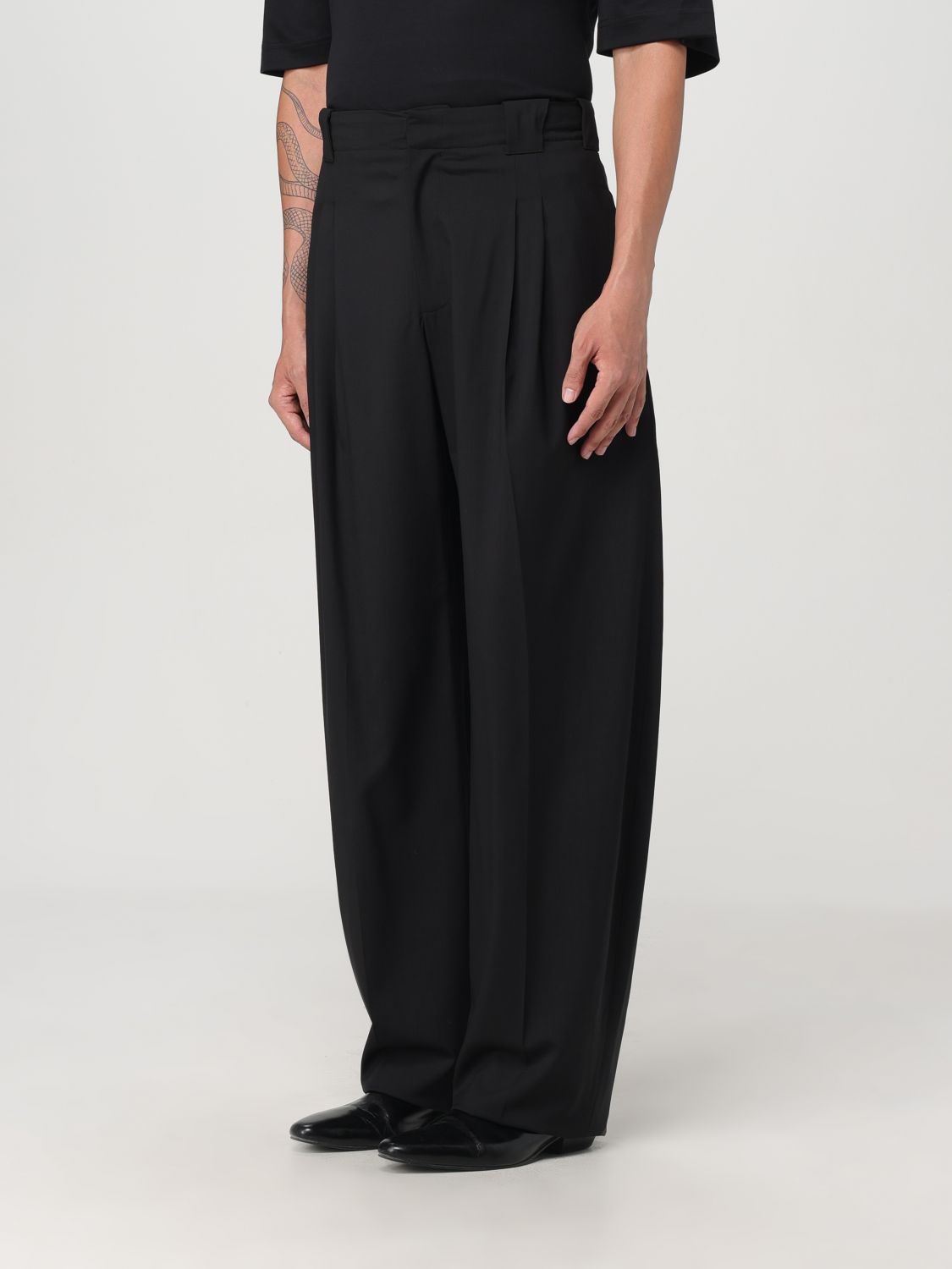 Pleated wide-leg trousers - Black