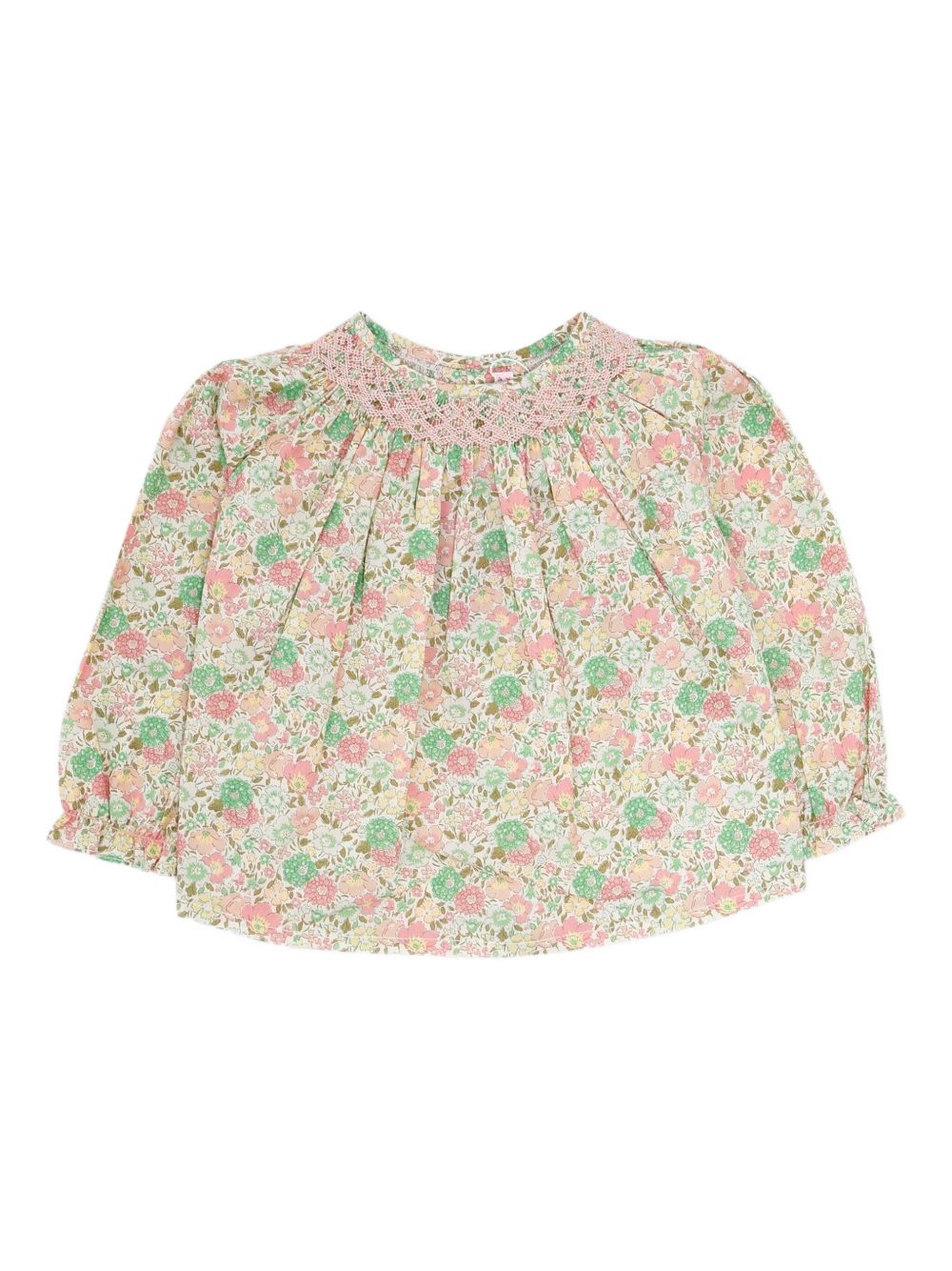 Griotte smocked floral-print blouse - Pink