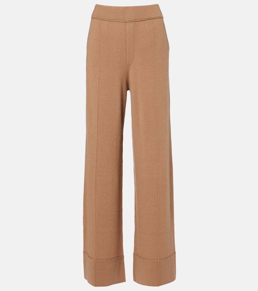 High-rise wool and cashmere wide-leg pants