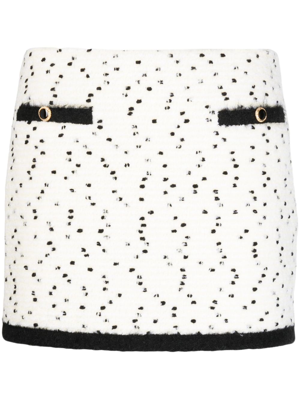Polka-dot contrast-trim miniskirt - White