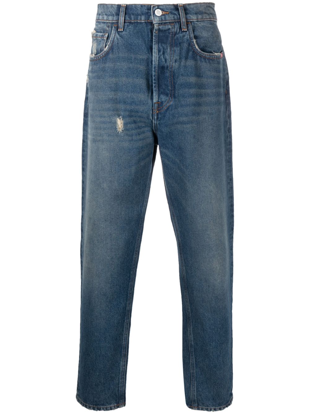 Low-rise cotton tapered jeans - Blue