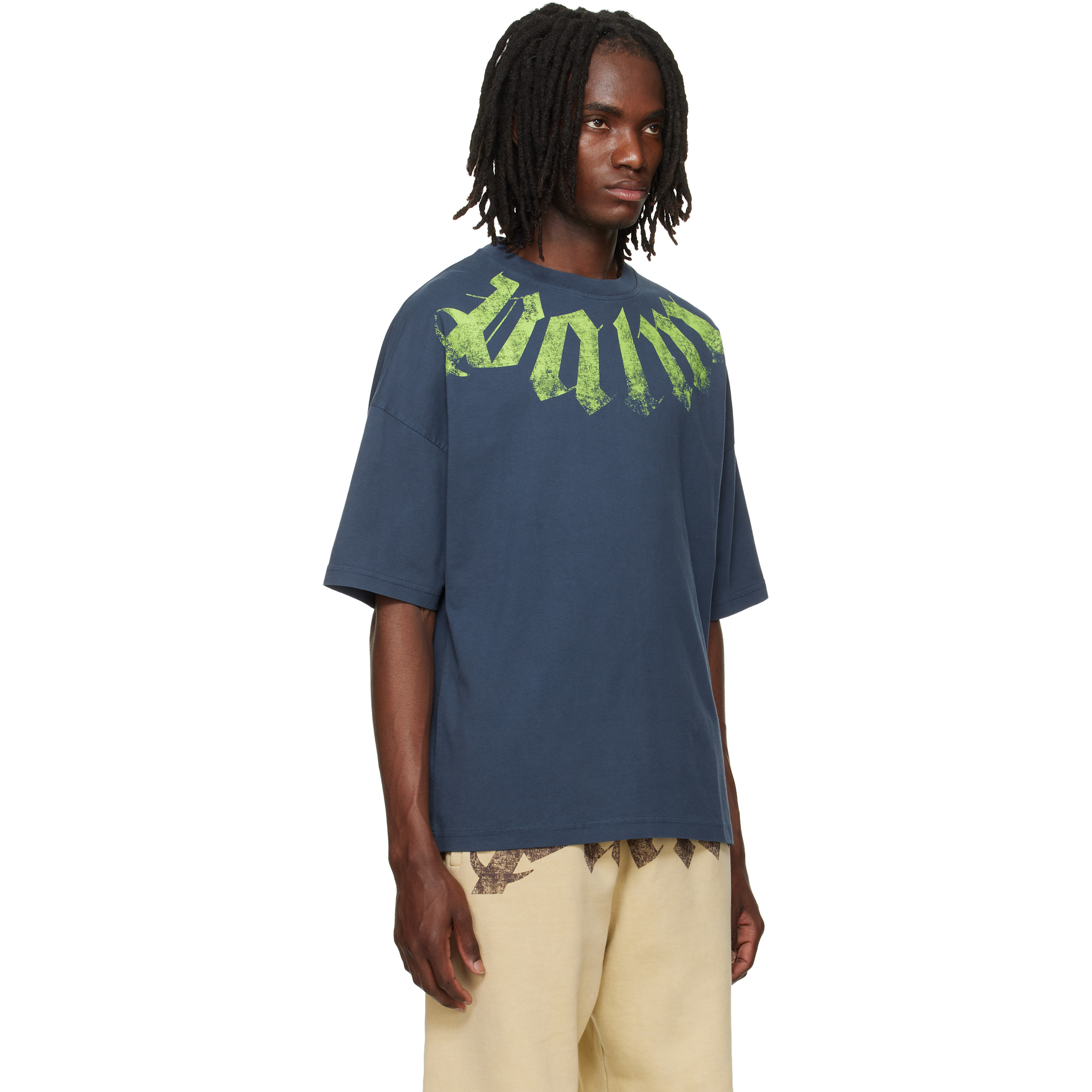 Navy Big Neck Logo Loose T-shirt