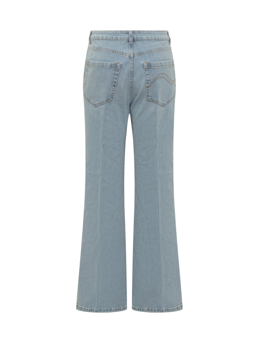 Blue Flared High Rise Jeans