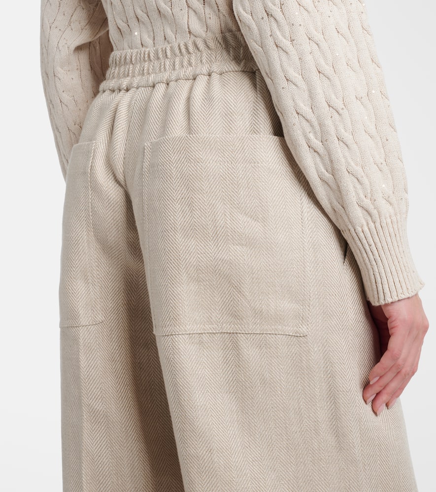 Linen and cotton wide-leg pants