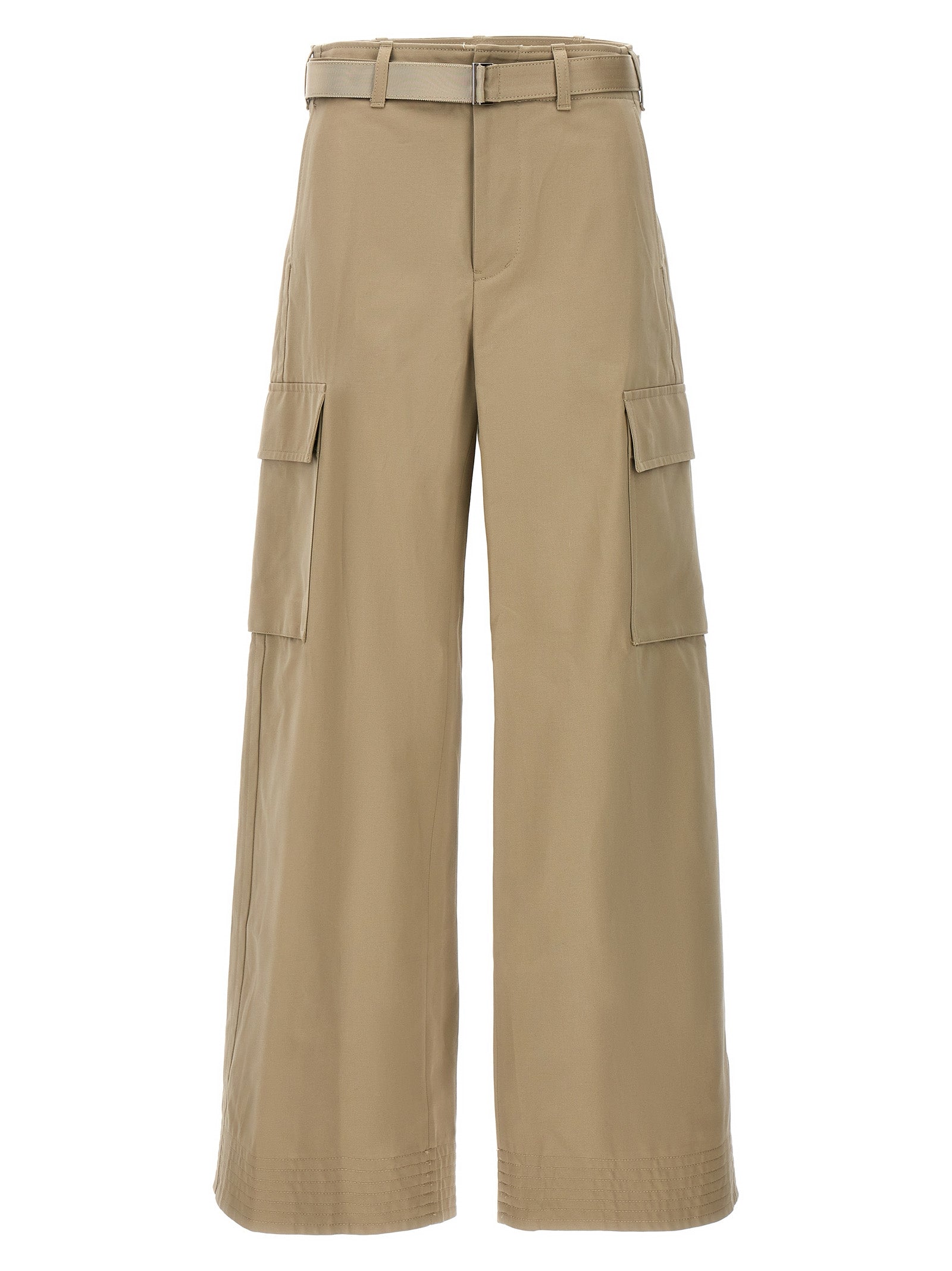 -Gabardine Cargo Pantaloni Beige-Donna