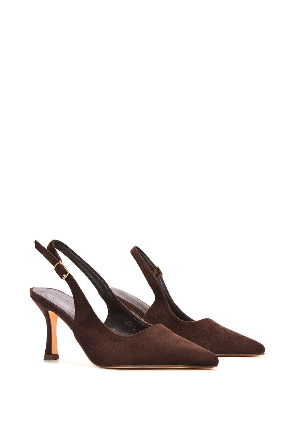 XY London Women's 'Valerie' Stiletto High Heel Closed Toe Slingback Court Shoes in Brown