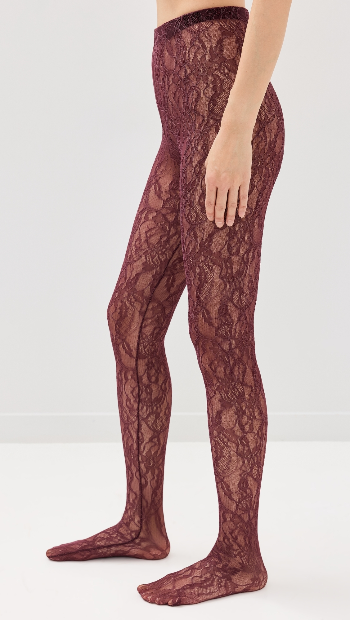 WARDROBE. NYC Lace Tights Oxblood