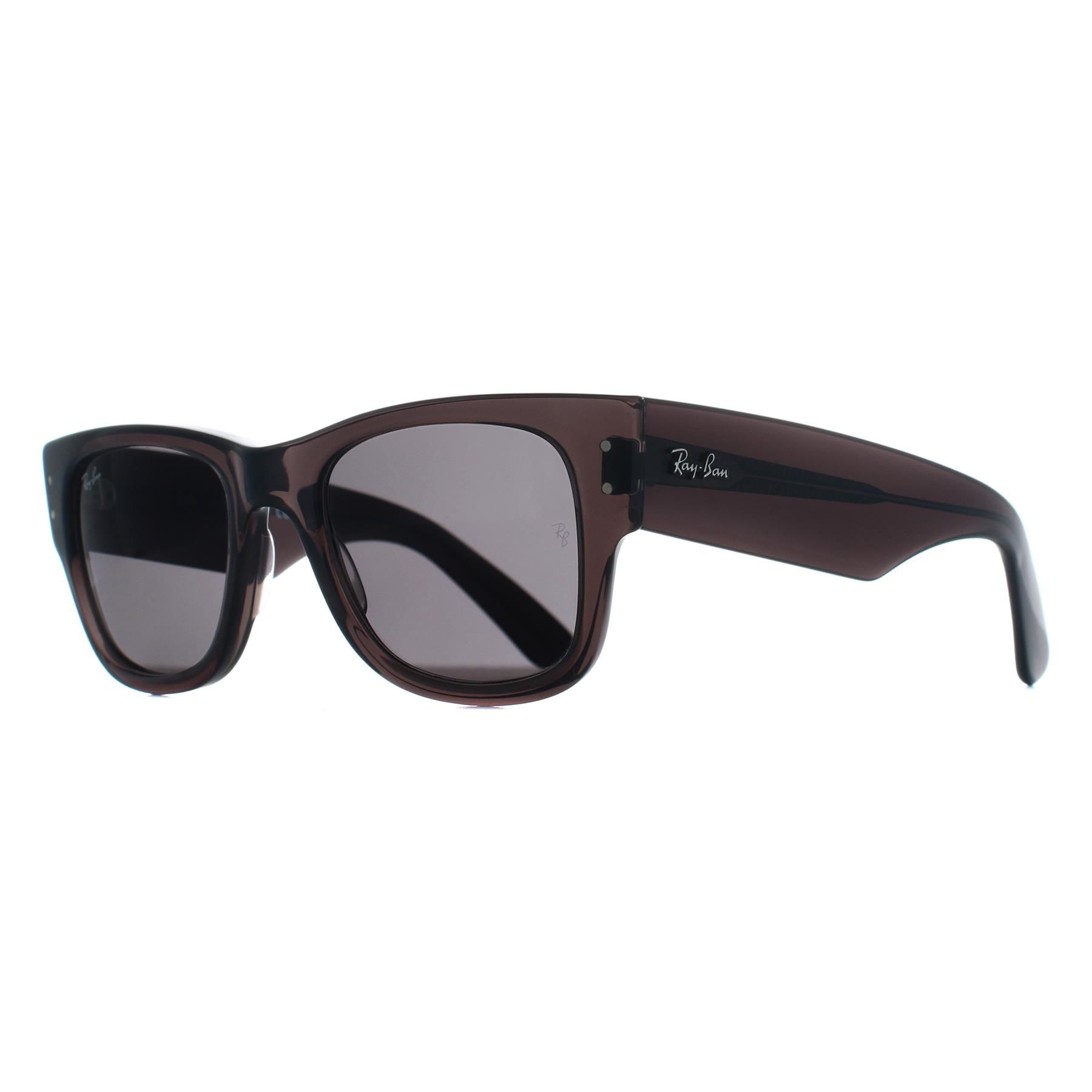 RAY-BAN Unisex Sunglasses RB0840S Mega Wayfarer  -  Frame color: Transparent Black, Lens color: Dark Grey